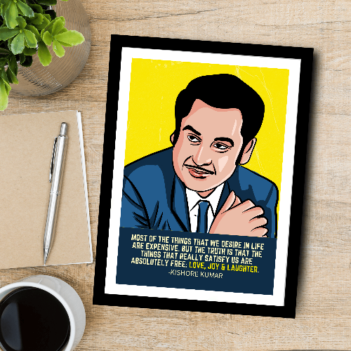 Kishor Kumar Indian Playback Singer and Musician Blue & yellow Color Television Actor Music Artist Pop Culture Motivational Quote Matte Finish Beautiful Wall Decor Music Artist Pop Art Framed Poster, Kishor Kumar Classic Singer, Actor Artwork Bollywood Poster Frame Canvas Painting Musicians Framed Posters Music Songs Photo Frames for Wall Decor Livingroom Bedroom Dining Hall Kitchen Restraunt Restro Cafe & Office Walls Decoration, kishor kumar poster, kishor kumar poster pic, kishor kumar poster portrait