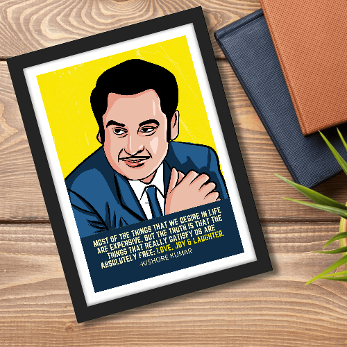 Kishor Kumar Indian Playback Singer and Musician Blue & yellow Color Television Actor Music Artist Pop Culture Motivational Quote Matte Finish Beautiful Wall Decor Music Artist Pop Art Framed Poster, Kishor Kumar Classic Singer, Actor Artwork Bollywood Poster Frame Canvas Painting Musicians Framed Posters Music Songs Photo Frames for Wall Decor Livingroom Bedroom Dining Hall Kitchen Restraunt Restro Cafe & Office Walls Decoration, kishor kumar poster, kishor kumar poster pic, kishor kumar poster portrait