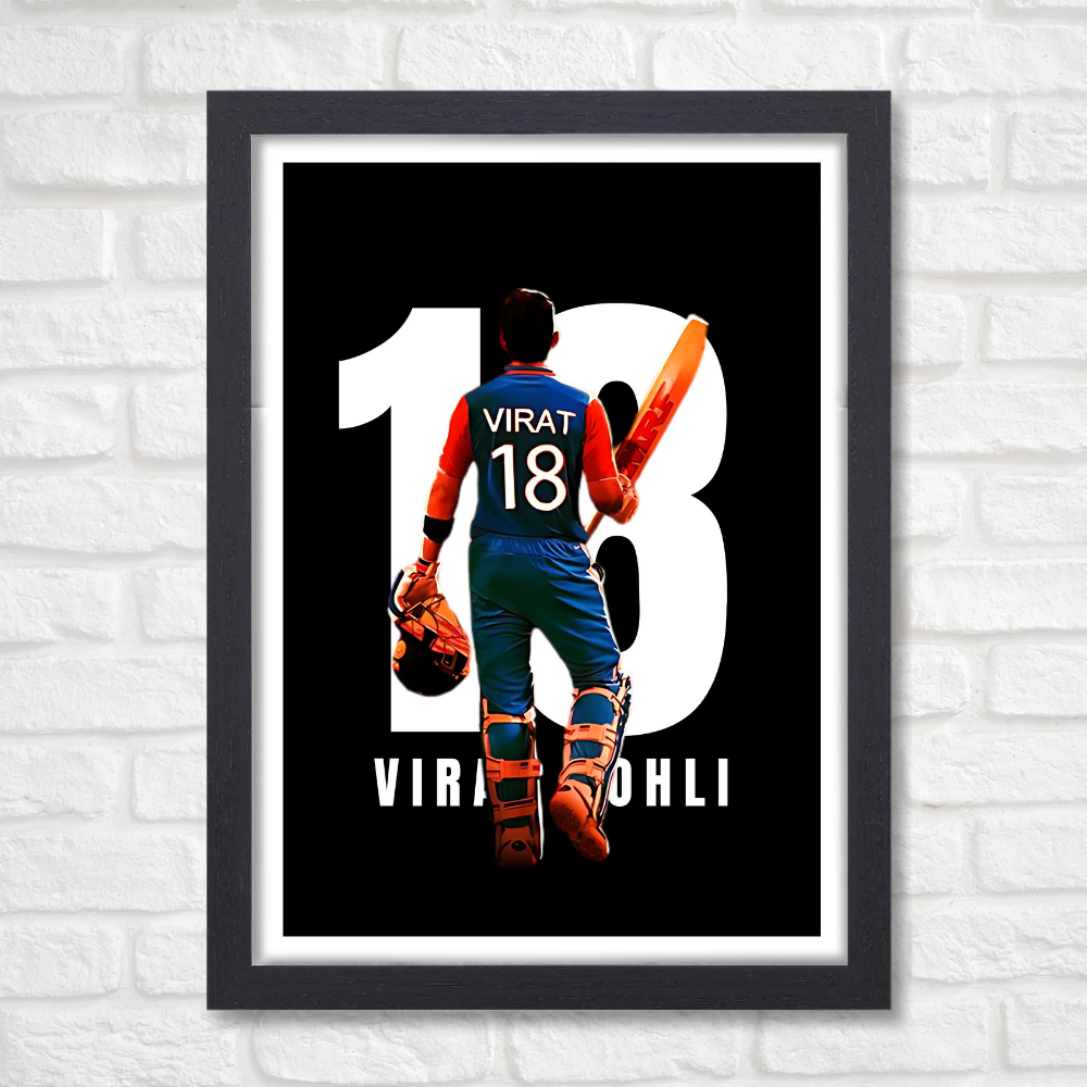 Cricketer Virat Kohli Poster Cricket Players Motivational Player King Kohli posters with frame or without frame For wall decor, room decoration home bedroom living room Paintings Hostel Boys Ideal For Cricket Fans 18