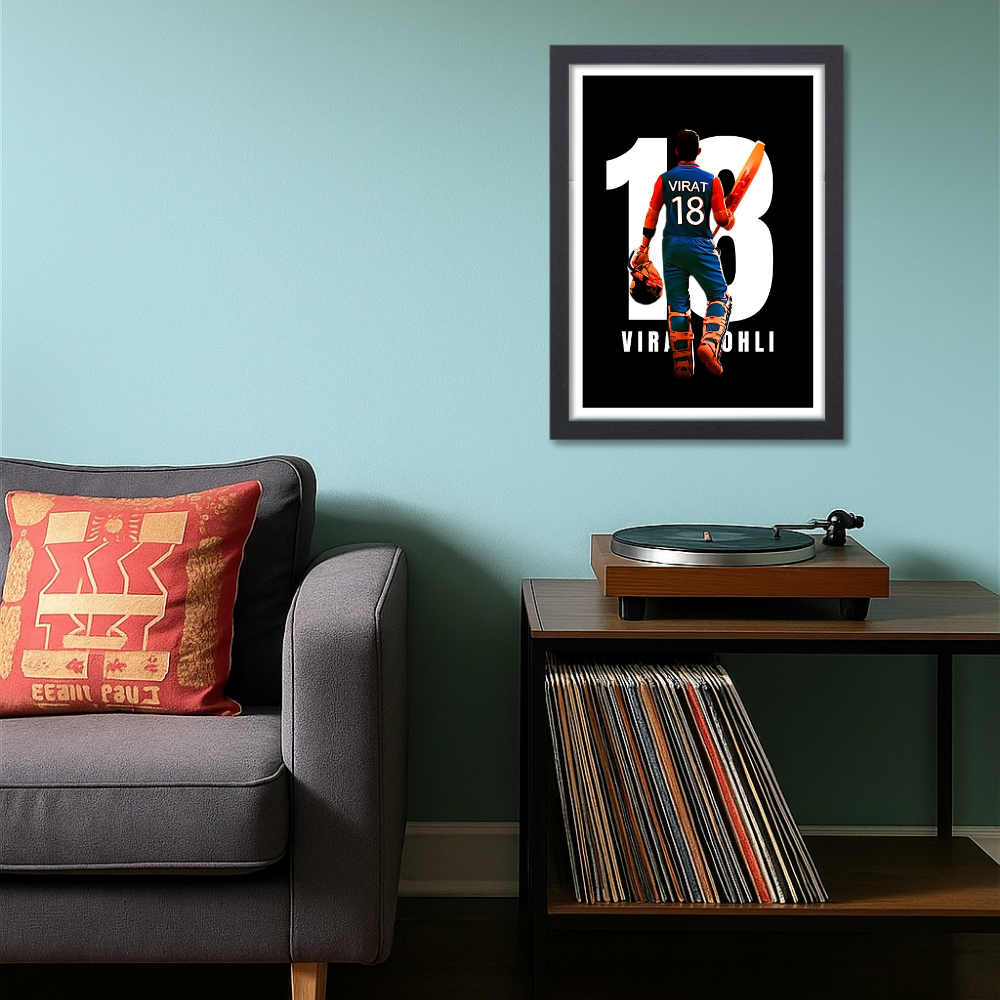 Cricketer Virat Kohli Poster Cricket Players Motivational Player King Kohli posters with frame or without frame For wall decor, room decoration home bedroom living room Paintings Hostel Boys Ideal For Cricket Fans 18