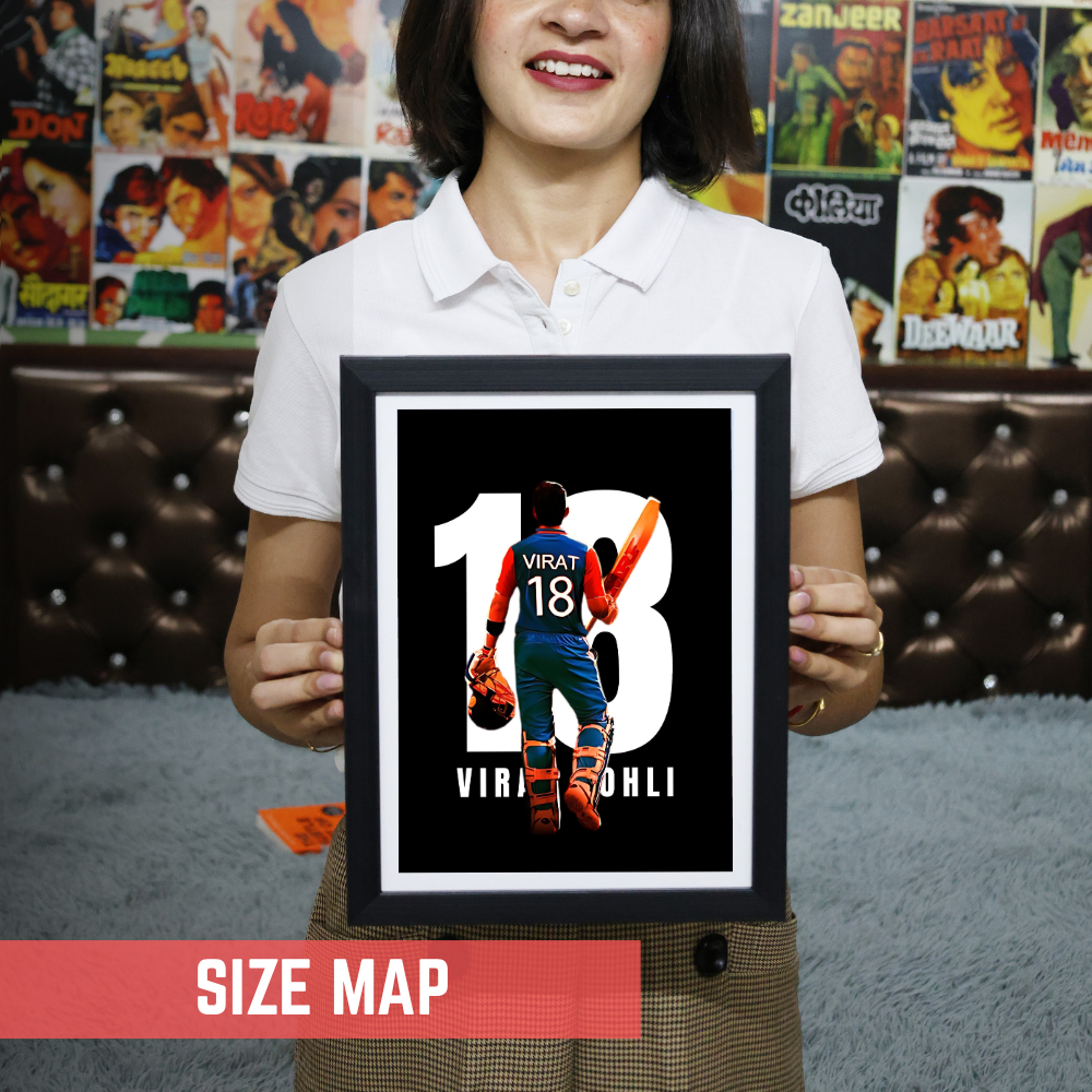 Cricketer Virat Kohli Poster Cricket Players Motivational Player King Kohli posters with frame or without frame For wall decor, room decoration home bedroom living room Paintings Hostel Boys Ideal For Cricket Fans 18