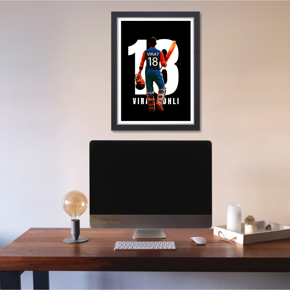 Cricketer Virat Kohli Poster Cricket Players Motivational Player King Kohli posters with frame or without frame For wall decor, room decoration home bedroom living room Paintings Hostel Boys Ideal For Cricket Fans 18