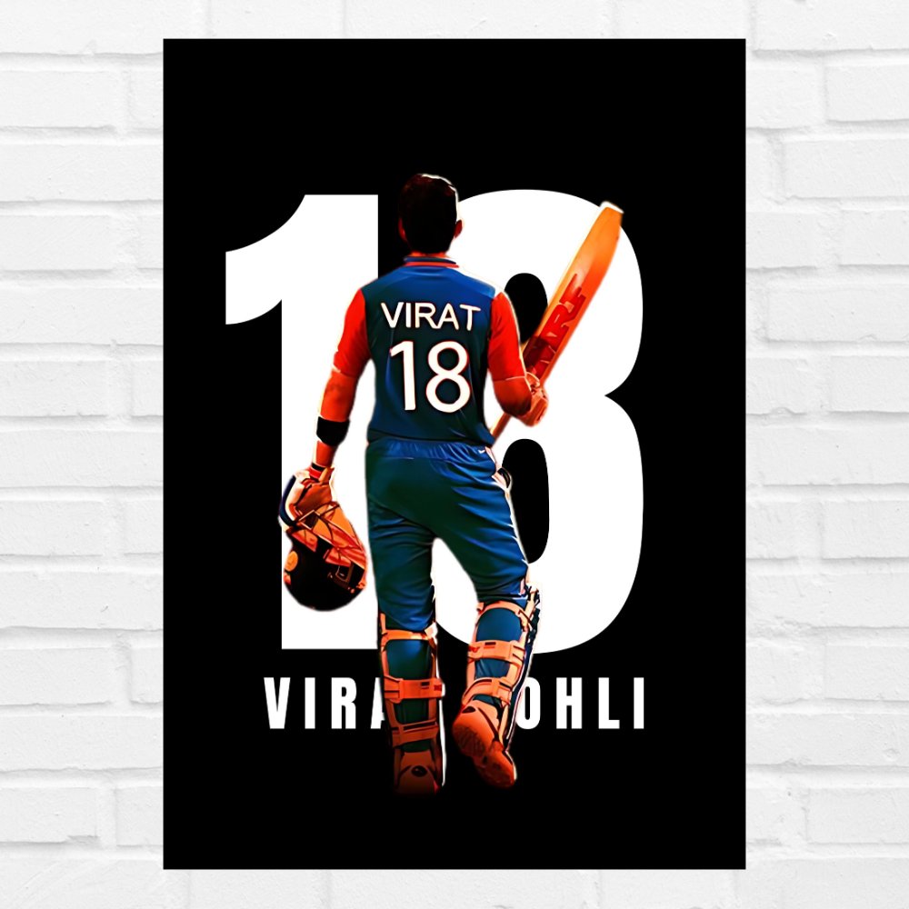 Cricketer Virat Kohli Poster Cricket Players Motivational Player King Kohli posters with frame or without frame For wall decor, room decoration home bedroom living room Paintings Hostel Boys Ideal For Cricket Fans 18