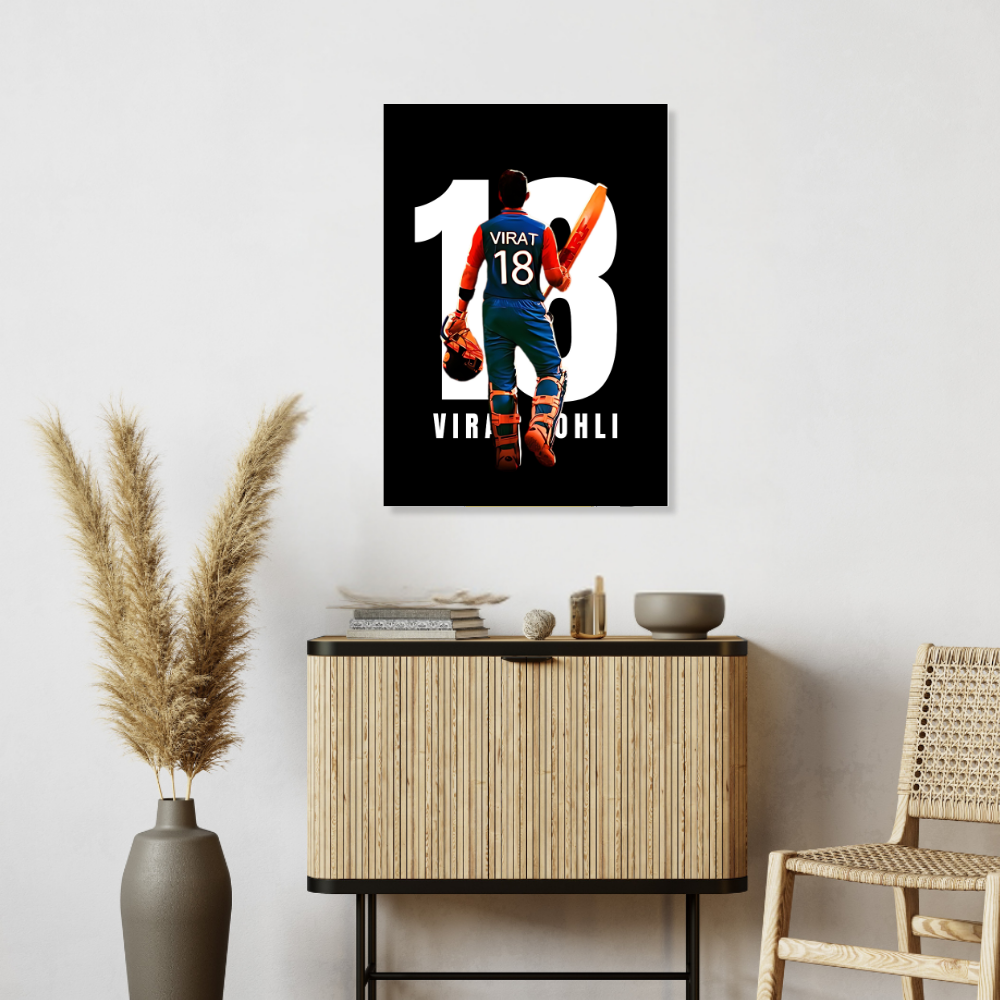 Cricketer Virat Kohli Poster Cricket Players Motivational Player King Kohli posters with frame or without frame For wall decor, room decoration home bedroom living room Paintings Hostel Boys Ideal For Cricket Fans 18