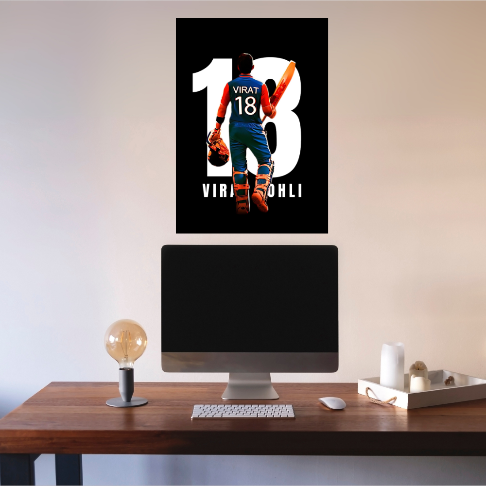 Cricketer Virat Kohli Poster Cricket Players Motivational Player King Kohli posters with frame or without frame For wall decor, room decoration home bedroom living room Paintings Hostel Boys Ideal For Cricket Fans 18