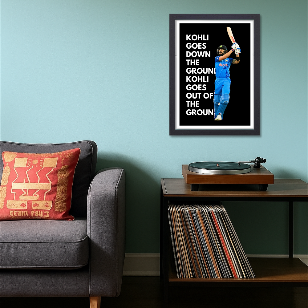 Cricketer Virat Kohli Poster Cricket Players Motivational Player King Kohli Painting posters with frame or without frame For wall decor, room decoration home bedroom living room Paintings Hostel Boys Ideal For Cricket Fans