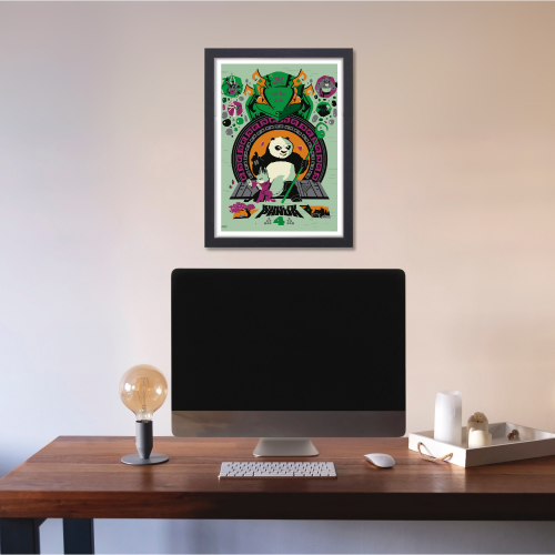 Kung Fu Panda Movie Poster Frame Family Comedy Film Artwork Framed Posters Cute Panda Canvas Painting Photo Frames for Wall Decor Home Decoration Living Room Bedroom Office Study Room Cafe