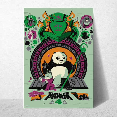 Kung Fu Panda Movie Poster Frame Family Comedy Film Artwork Framed Posters Cute Panda Canvas Painting Photo Frames for Wall Decor Home Decoration Living Room Bedroom Office Study Room Cafe
