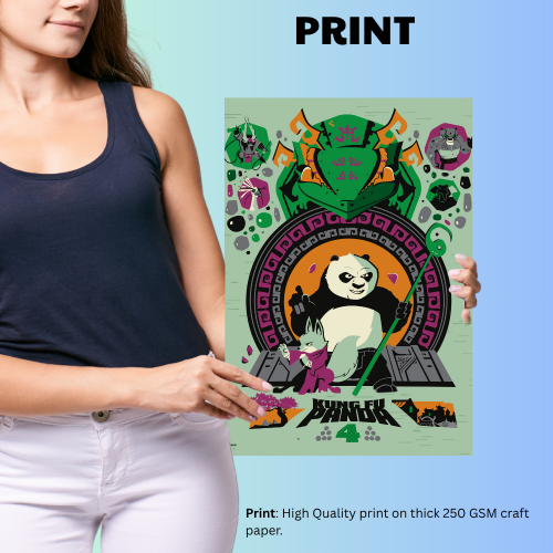 Kung Fu Panda Movie Poster Frame Family Comedy Film Artwork Framed Posters Cute Panda Canvas Painting Photo Frames for Wall Decor Home Decoration Living Room Bedroom Office Study Room Cafe