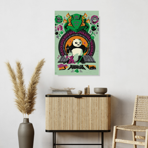 Kung Fu Panda Movie Poster Frame Family Comedy Film Artwork Framed Posters Cute Panda Canvas Painting Photo Frames for Wall Decor Home Decoration Living Room Bedroom Office Study Room Cafe