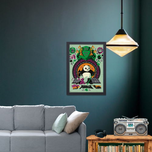 Kung Fu Panda Movie Poster Frame Family Comedy Film Artwork Framed Posters Cute Panda Canvas Painting Photo Frames for Wall Decor Home Decoration Living Room Bedroom Office Study Room Cafe