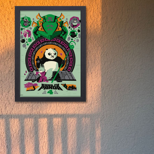 Kung Fu Panda Movie Poster Frame Family Comedy Film Artwork Framed Posters Cute Panda Canvas Painting Photo Frames for Wall Decor Home Decoration Living Room Bedroom Office Study Room Cafe