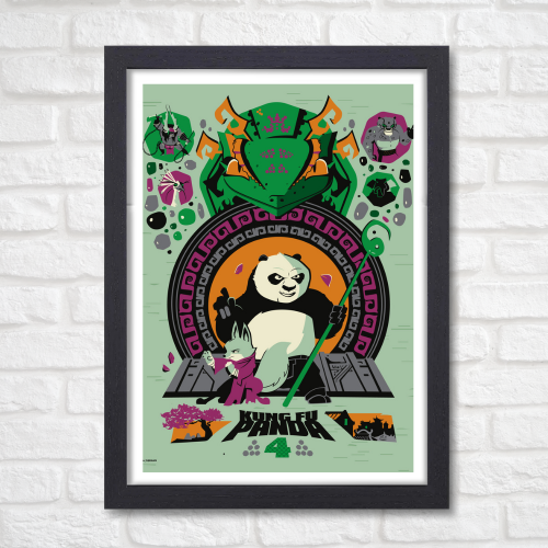 Kung Fu Panda Movie Poster Frame Family Comedy Film Artwork Framed Posters Cute Panda Canvas Painting Photo Frames for Wall Decor Home Decoration Living Room Bedroom Office Study Room Cafe