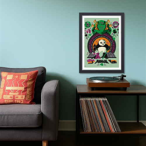 Kung Fu Panda Movie Poster Frame Family Comedy Film Artwork Framed Posters Cute Panda Canvas Painting Photo Frames for Wall Decor Home Decoration Living Room Bedroom Office Study Room Cafe