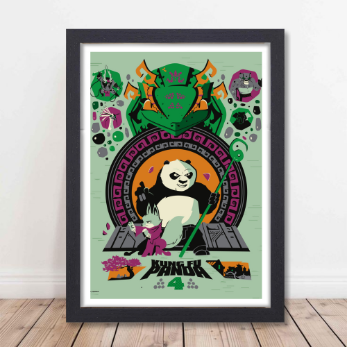 Kung Fu Panda Movie Poster Frame Family Comedy Film Artwork Framed Posters Cute Panda Canvas Painting Photo Frames for Wall Decor Home Decoration Living Room Bedroom Office Study Room Cafe