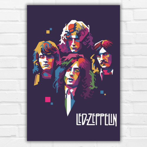 Led Zeppelin Pop Art Poster Frame Colorful Classic Music Band Rock Musician Singers Wall Artwork for Bedroom & Living Room Decor style Led Zeppelin poster featuring all four band members on a dark background with vibrant geometric shapes, modern classic rock wall art for music lovers music band Frames, music band framed, music band posters for wall, music band posters sets for wall, Painting Wallpaper Sticker The Beatles, Kurt Cobain Michael Jackson jimi hendrix elvis 