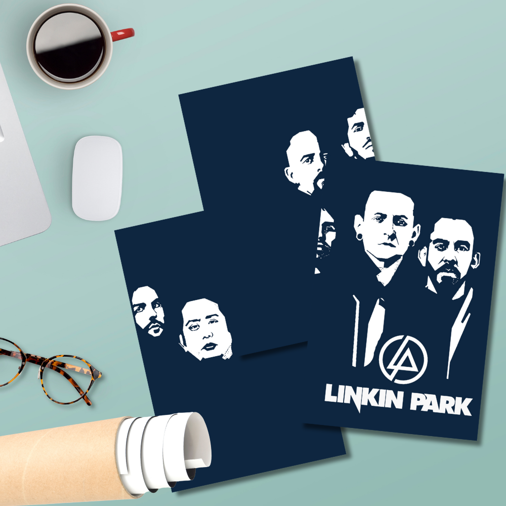 Linkin Park 3 Split Poster – Iconic Rock Band Wall Art in Monochrome Poster