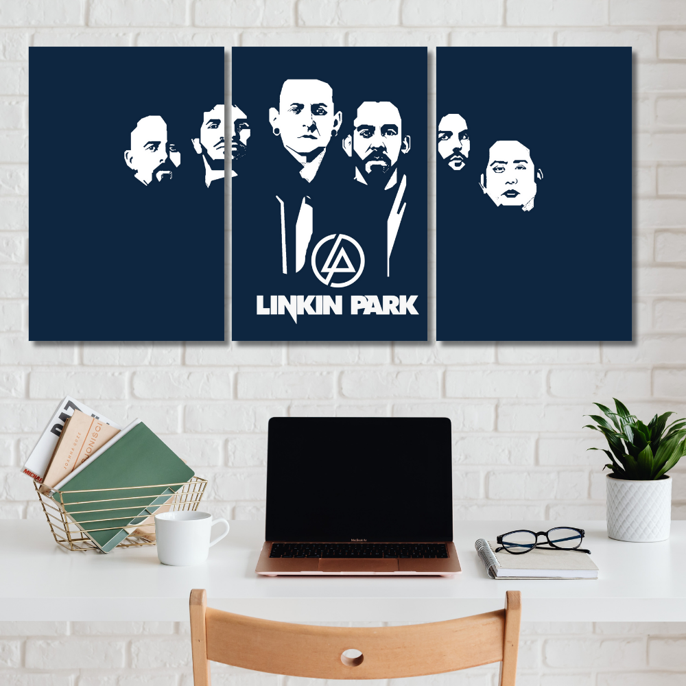 Linkin Park 3 Split Poster – Iconic Rock Band Wall Art in Monochrome Poster