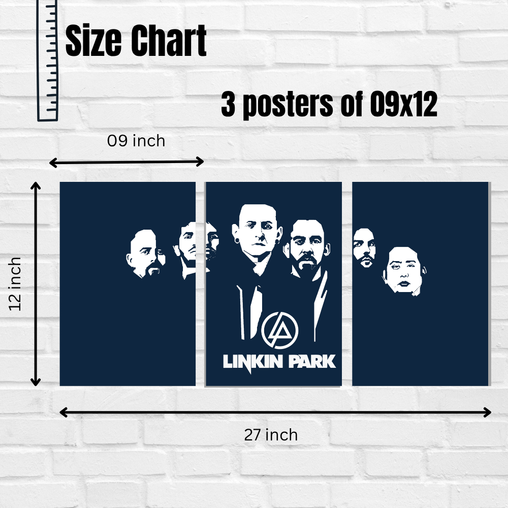Linkin Park 3 Split Poster – Iconic Rock Band Wall Art in Monochrome Poster