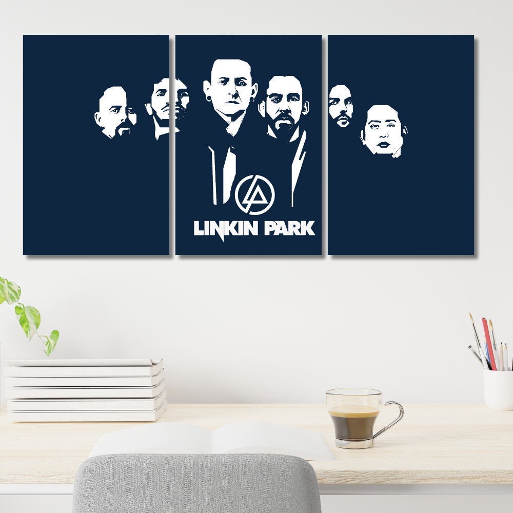 Linkin Park 3 Split Poster – Iconic Rock Band Wall Art in Monochrome Poster