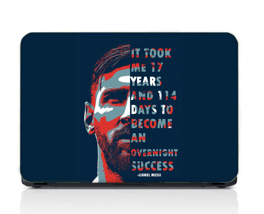 Lionel Messi Argentine footballer Inspiring Motivational Quote Sports Player Gaming Blue Color Matte Finish Waterproof Laptopskin