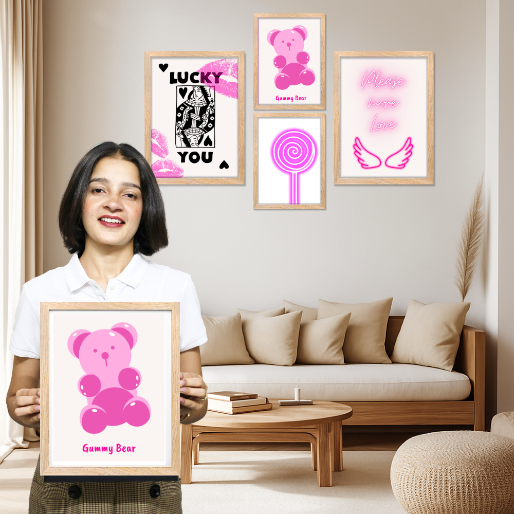 Good Hope Set of 4 Aesthetic Wall Posters for Girls Aesthetic Framed Wall Art in 2 Sizes – 12x18 & 10x13 Inch Pink Room Decor Wall Decor