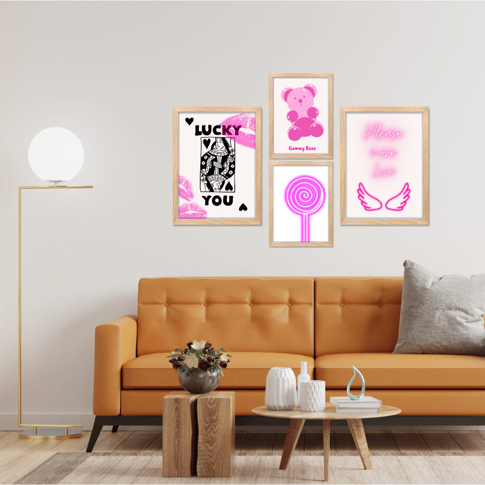 Good Hope Set of 4 Aesthetic Wall Posters for Girls Aesthetic Framed Wall Art in 2 Sizes – 12x18 & 10x13 Inch Pink Room Decor Wall Decor