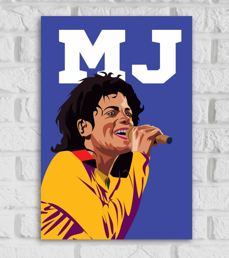 Michael Jackson American Singer Songwriter and Dancer Pop Culture Music Artist Popular Dancer Red & Blue Color Matte Finish Beautiful Poster Frame
