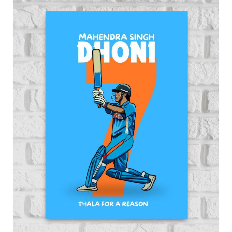MS Dhoni Indian cricketer Sports Player Cricket World Cup T20 IPL Matte Finish Wall Decor Posters Frame