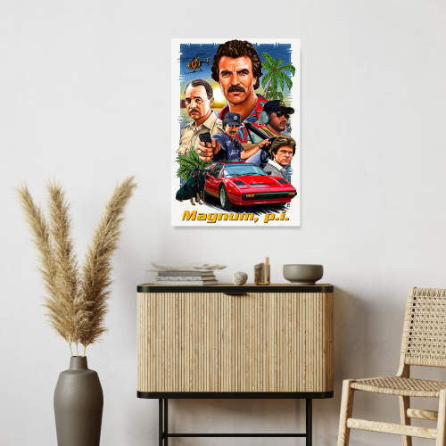 Magnum Movie Poster Frame Magnum Force Movies Artwork Framed Posters Hollywood Action Starring Film Canvas Painting Photo Frames for Wall Decor Living Room Bedroom  Study Room Restraunt Cafe Office & Home Decoration