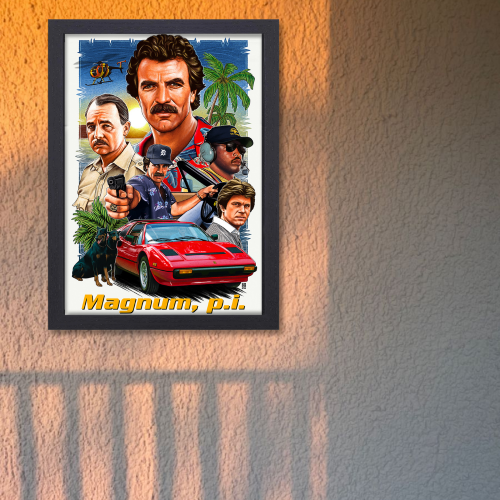 Magnum Movie Poster Frame Magnum Force Movies Artwork Framed Posters Hollywood Action Starring Film Canvas Painting Photo Frames for Wall Decor Living Room Bedroom  Study Room Restraunt Cafe Office & Home Decoration