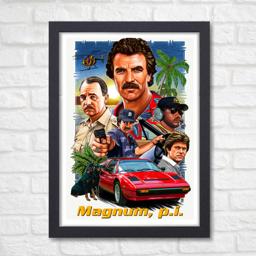 Magnum Movie Poster Frame Magnum Force Movies Artwork Framed Posters Hollywood Action Starring Film Canvas Painting Photo Frames for Wall Decor Living Room Bedroom  Study Room Restraunt Cafe Office & Home Decoration