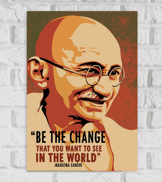Mahatma Gandhi
Indian independence activist Indian Lawyer anti-colonial Nationalist and Political Ethicist who Employed Nonviolent Prbandhar Be The Change Motivational & Inspiring Quote Black & Orange Colorful Matte Finish Poster Frame