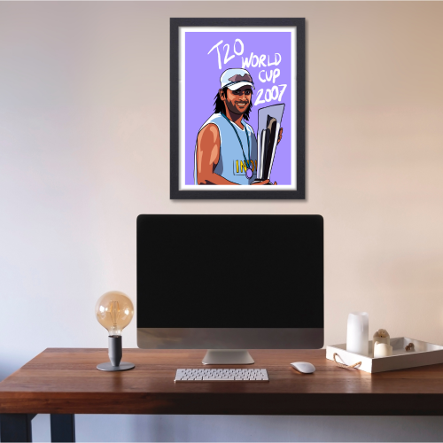 MS Dhoni Poster Frame Mahi Wall Framed Posters Mahendra Singh Dhoni Motivational Quotes Photo Frames Paintings For Room Wall Decoration, Living Room Bedroom Boys Gift Fan| Cricket Lover Cricketers Wall Decor