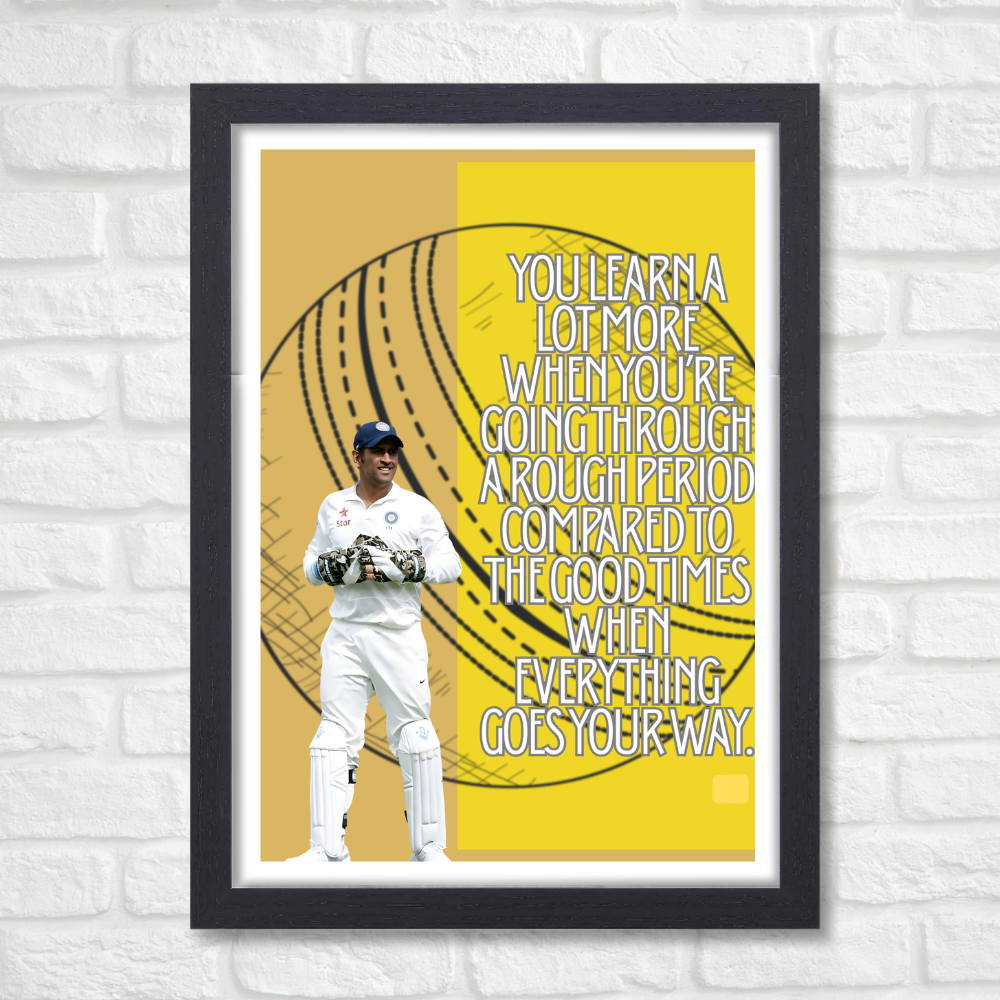 MS Dhoni Posters Mahi Wall Poster With Mahendra Singh Dhoni Motivational Quotes |  For Room Wall Decoration, Living Room Bedroom Boys Gift Fan| Cricket Lover Cricketers Wall Decor Painting with framed without frame framed
