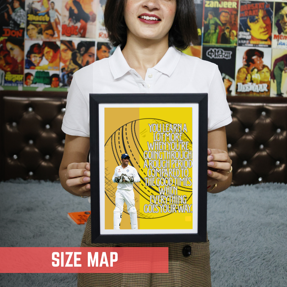 MS Dhoni Posters Mahi Wall Poster With Mahendra Singh Dhoni Motivational Quotes |  For Room Wall Decoration, Living Room Bedroom Boys Gift Fan| Cricket Lover Cricketers Wall Decor Painting with framed without frame framed