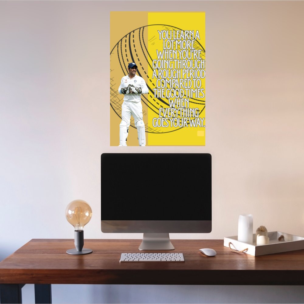 MS Dhoni Posters Mahi Wall Poster With Mahendra Singh Dhoni Motivational Quotes |  For Room Wall Decoration, Living Room Bedroom Boys Gift Fan| Cricket Lover Cricketers Wall Decor Painting with framed without frame framed