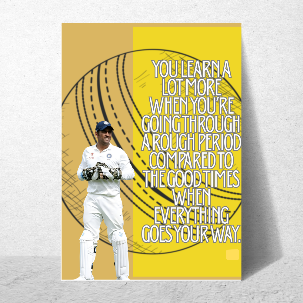 MS Dhoni Posters Mahi Wall Poster With Mahendra Singh Dhoni Motivational Quotes |  For Room Wall Decoration, Living Room Bedroom Boys Gift Fan| Cricket Lover Cricketers Wall Decor Painting with framed without frame framed