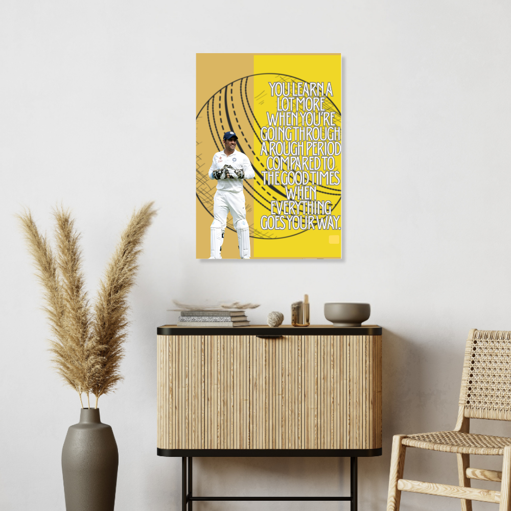 MS Dhoni Posters Mahi Wall Poster With Mahendra Singh Dhoni Motivational Quotes |  For Room Wall Decoration, Living Room Bedroom Boys Gift Fan| Cricket Lover Cricketers Wall Decor Painting with framed without frame framed