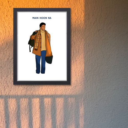 Main Hoon Na Movie Poster Frame Shahrukh Khan Artwork Framed Posters Bollywood Actor SRK Canvas Painting Photo Frames For Wall Decor Bedroom Living Room Decoration Home Office wall Restraunt Cafe, main hoon na movie poster, main hoon na movie poster hd, main hoon na posters, main hoon na poster hd, main hoon na wall picture, main hoon na wall photo, main hoon na wall poster, main hoon na wall painting, main hoon na wall art,  srk king movie poster, srk new movie poster, srk old movie poster