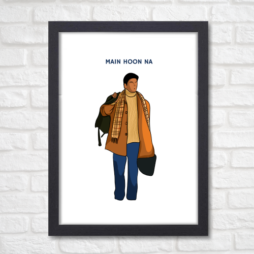 Main Hoon Na Movie Poster Frame Shahrukh Khan Artwork Framed Posters Bollywood Actor SRK Canvas Painting Photo Frames For Wall Decor Bedroom Living Room Decoration Home Office wall Restraunt Cafe, main hoon na movie poster, main hoon na movie poster hd, main hoon na posters, main hoon na poster hd, main hoon na wall picture, main hoon na wall photo, main hoon na wall poster, main hoon na wall painting, main hoon na wall art,  srk king movie poster, srk new movie poster, srk old movie poster