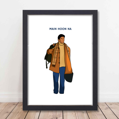 Main Hoon Na Movie Poster Frame Shahrukh Khan Artwork Framed Posters Bollywood Actor SRK Canvas Painting Photo Frames For Wall Decor Bedroom Living Room Decoration Home Office wall Restraunt Cafe, main hoon na movie poster, main hoon na movie poster hd, main hoon na posters, main hoon na poster hd, main hoon na wall picture, main hoon na wall photo, main hoon na wall poster, main hoon na wall painting, main hoon na wall art,  srk king movie poster, srk new movie poster, srk old movie poster