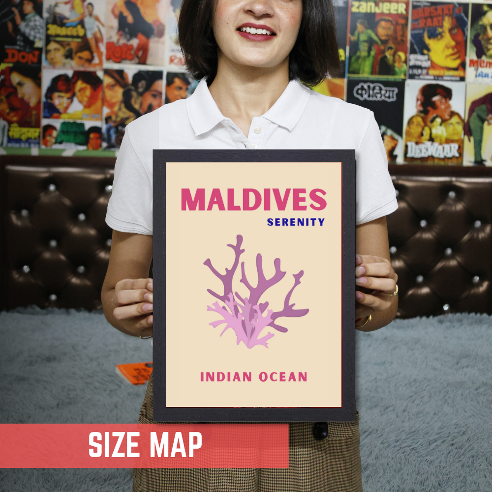 Traveling Theme wall Frame, Wall Frames for Living Room, Framed Travel Photo Frames for wall decor, Travel Frame for wall decor, room decor, Hostels, Hotels, Restraunts Maldives Serenity Wall Art