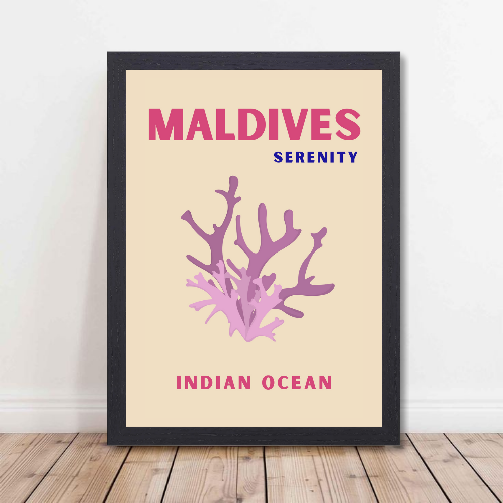 Traveling Theme wall Frame, Wall Frames for Living Room, Framed Travel Photo Frames for wall decor, Travel Frame for wall decor, room decor, Hostels, Hotels, Restraunts Maldives Serenity Wall Art