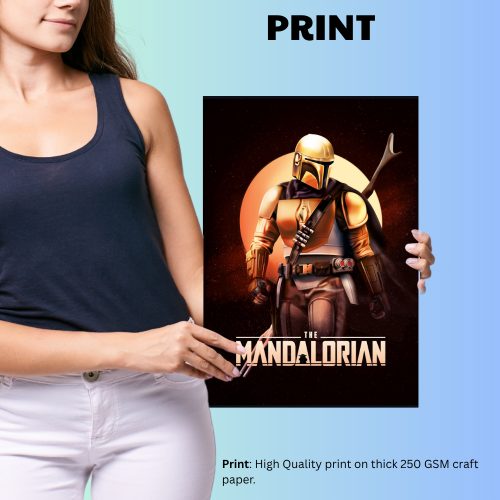 The Mandalorian Movie Poster Frame Action Film Series Framed Posters Movies Seasons Artwork Canvas Painting Photo Frames for Wall Decor Living Room Bedroom  Study Room Restraunt Cafe Office & Home Decoration