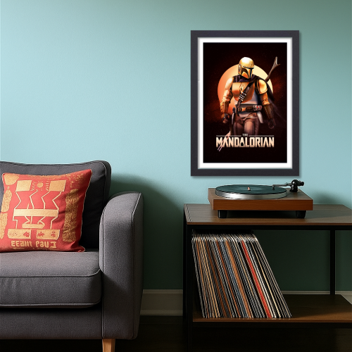 The Mandalorian Movie Poster Frame Action Film Series Framed Posters Movies Seasons Artwork Canvas Painting Photo Frames for Wall Decor Living Room Bedroom  Study Room Restraunt Cafe Office & Home Decoration