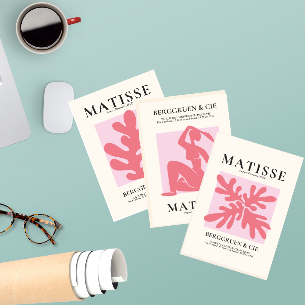 Set of 3 Henri Matisse Wall Art Paintings Framed Poster for Home Decoration, Living Room, Bedroom, Kitchen, and Office Wall Decoration Classic Aesthetic