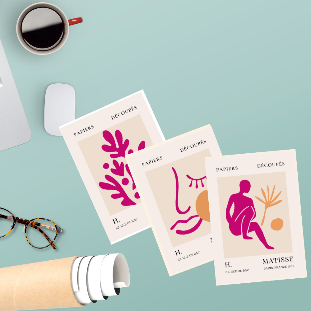 Set of 3 Henri Matisse Wall Art Paintings Framed Poster for Home Decoration, Living Room, Bedroom, hall, Kitchen, and Office Wall Decoration