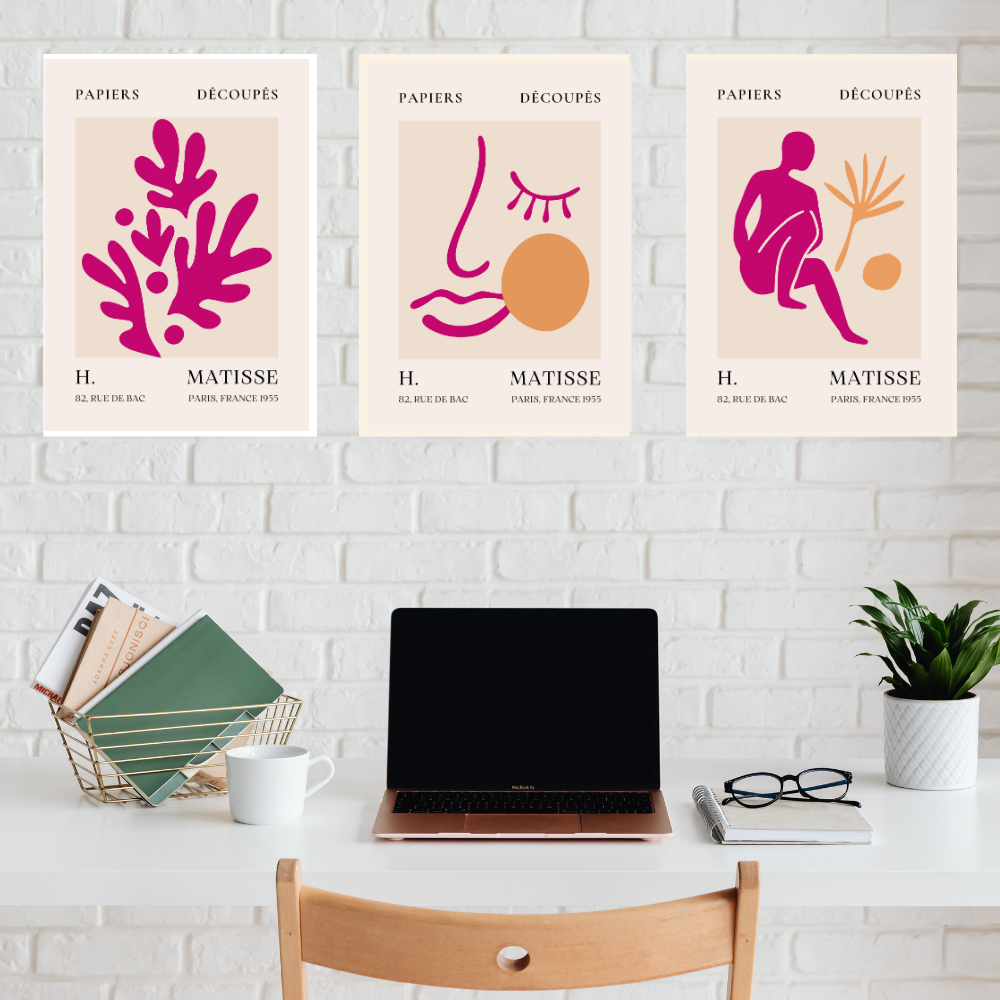 Set of 3 Henri Matisse Wall Art Paintings Framed Poster for Home Decoration, Living Room, Bedroom, hall, Kitchen, and Office Wall Decoration