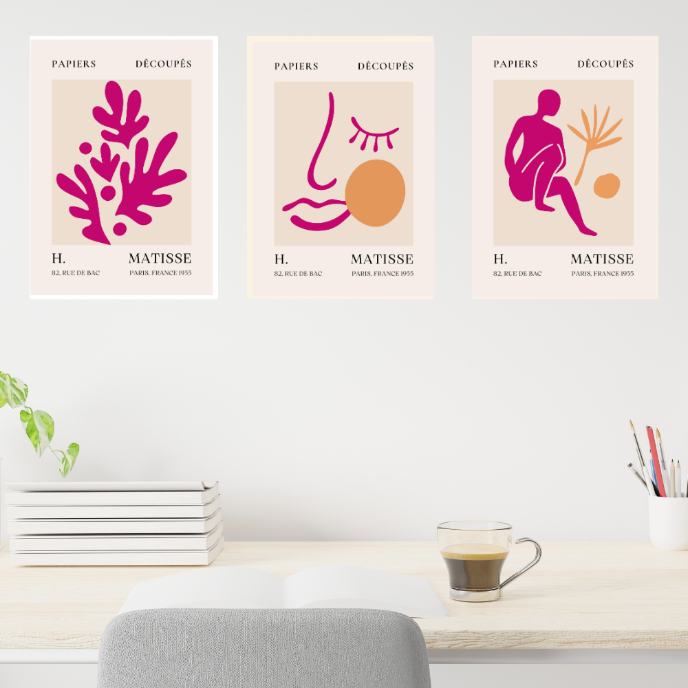 Set of 3 Henri Matisse Wall Art Paintings Framed Poster for Home Decoration, Living Room, Bedroom, hall, Kitchen, and Office Wall Decoration